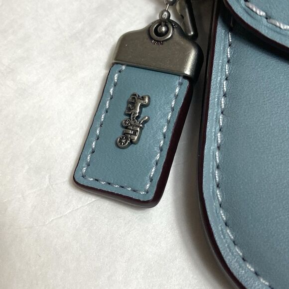 Coach 1941 Colorblock Linked Leather Wristlet Clutch Steel Blue Multicolor - Picture 2 of 12